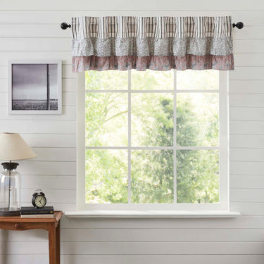 Kaila Ticking Blue Ruffled Valance 16x72 VHC Brands - The Fox Decor